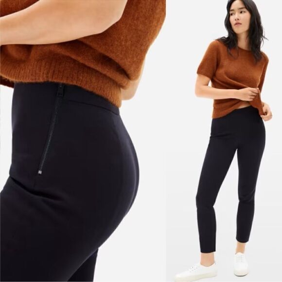 Everlane Women's The Side-Zip Stretch Cotton Black pintuck seamed ponte pant 8 - Picture 1 of 6